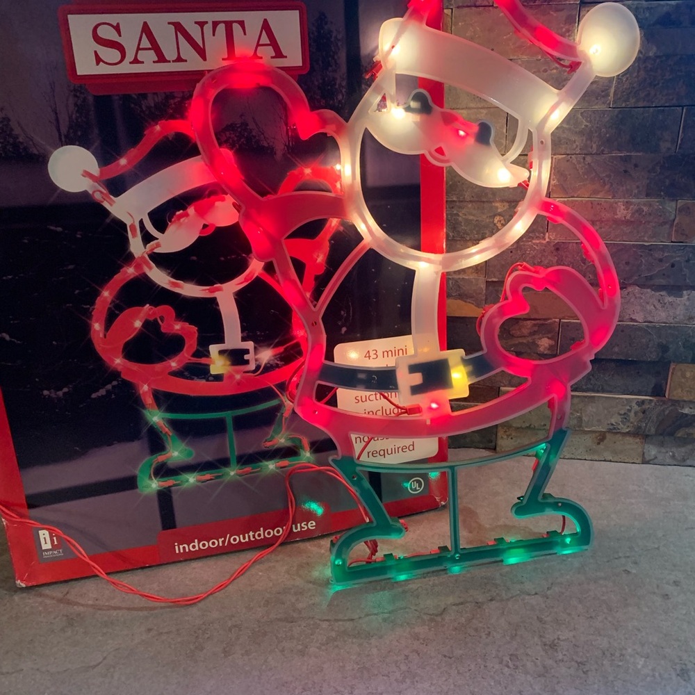 Vtg Christmas Santa Claus Lighted Window Silhouette Decoration Impact 2010 18”